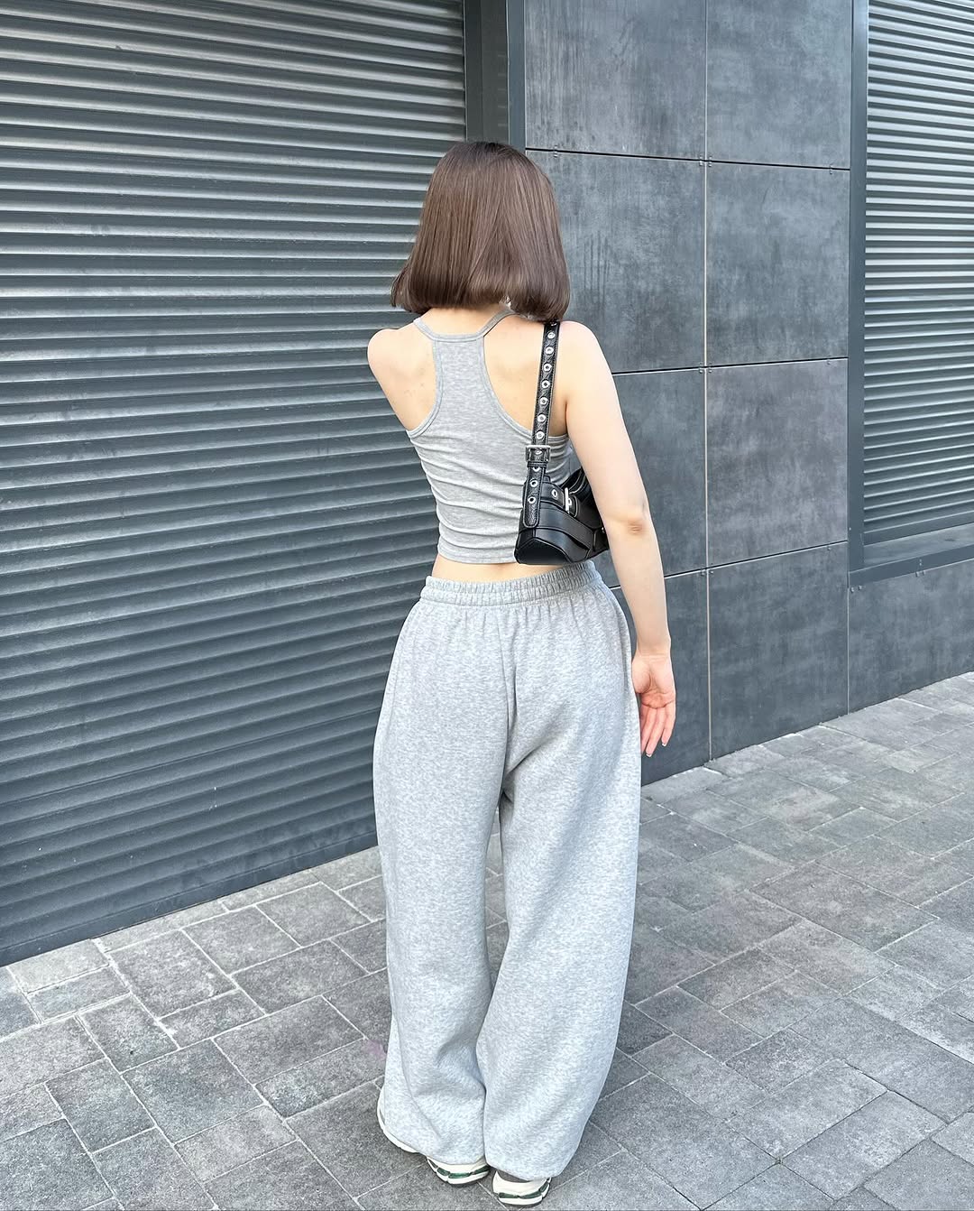 baggy sweatpants by voglav for girls in black and grey